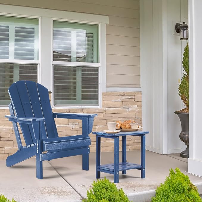 Apolimi Adirondack Outdoor Side Table, 2-Tier Sturdy Patio End Table Weather Resistant, 16.5" Solid Side Table for Patio, Pool, Porch - Image 2