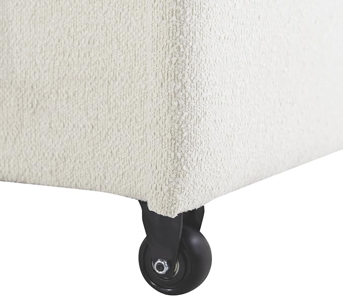Serta Galway 66.5" Convertible Sleeper Loveseat, Full Size, Dreamcoil Comfort, FingerGuard Pinch Point Protection, Boucle Fabric, Ivory