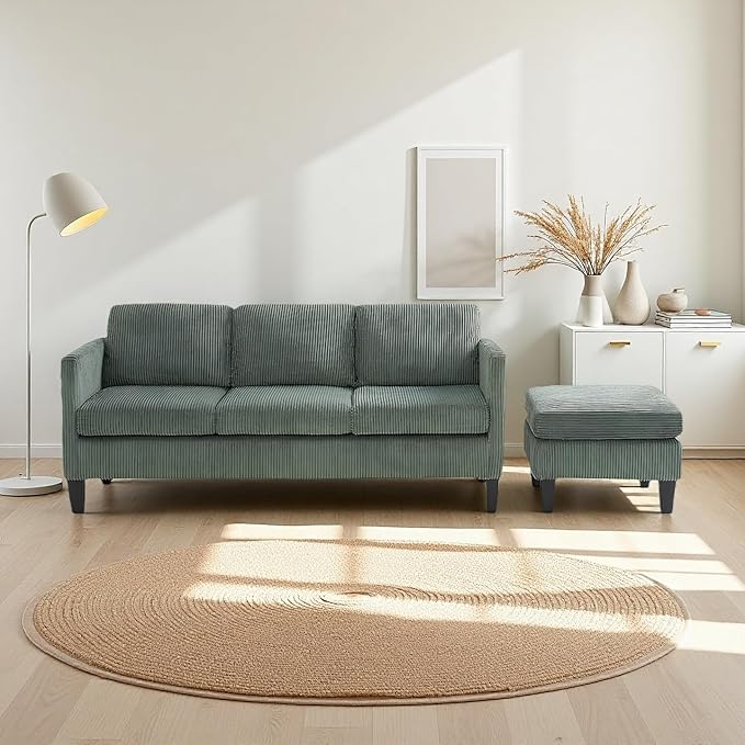 L Shaped Couch with Storage Ottoman, Sectional Couches with Reversible Chaise, Convertible Sleeper Sofa Bed for Living Room, Lounge Sectional Couch for Apartment and Small Spaces, Green