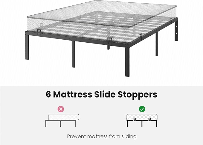 QEROMY Non-Slip Mattress-Gaskets, Mattress-Slide-Stopper, Mattress-Holder for Metal Bed Frame, Wide Adaptability & Adjustable Size, 6 PCS, Black