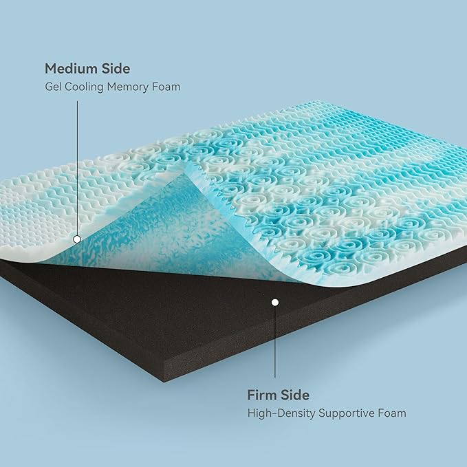Firm Mattress Topper Queen Size 3 Inch, Pain Relieving Foam Bed Topper for Extra Support, 5-Zone Memory Foam&High-Density Foam Mattress Pad, CertiPUR-US Certified