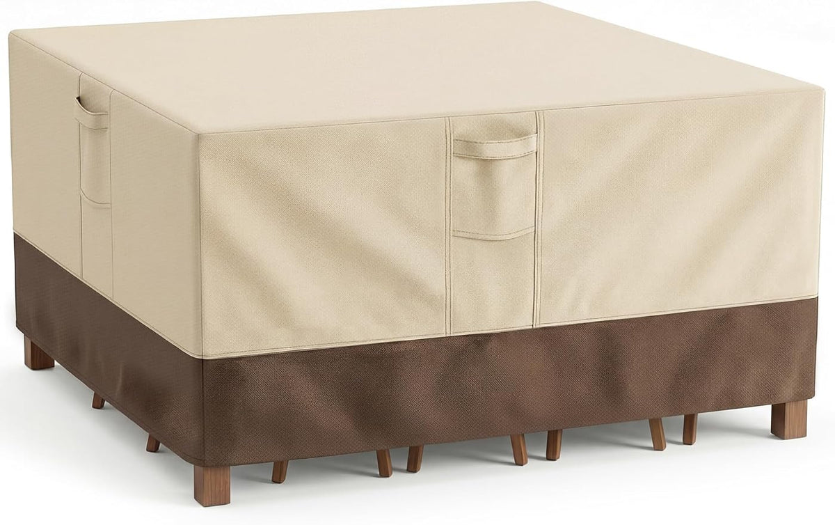Patio Furniture Covers Waterproof Square, Outdoor Furniture Covers Waterproof Windproof with Padded Handles, Heavy Duty 600D Oxford Outdoor Table Chair Set Cover by VAILGE