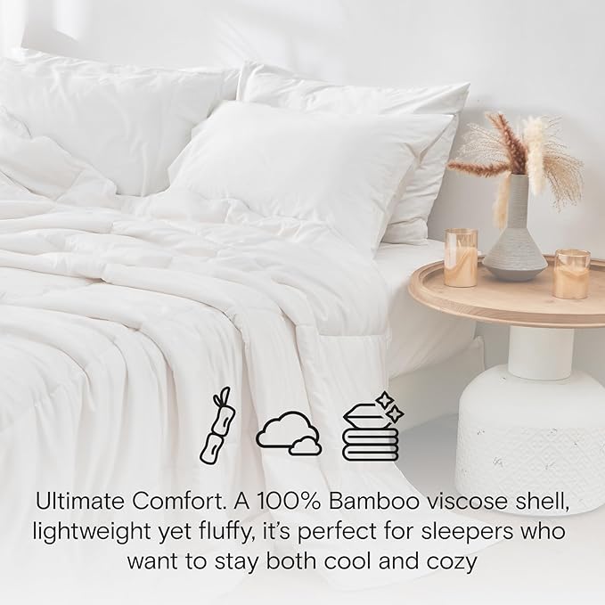 DOZ All Season Cooling Comforter, 100% Viscose Derived from Bamboo, Breathable, Lightweight, Soft, Down Alternative Duvet Insert, 8 Loops, 106"x90" (King/Cal King)