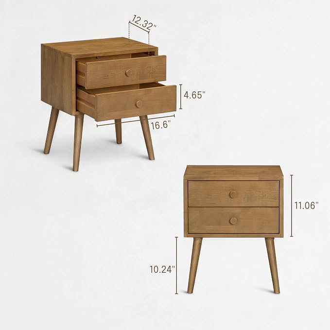 NTC Lux Nightstand with 2 Drawers, Featuring Adaptable Design, 150 lbs Load Capacity, Water-Resistant, Elevate Your Space, Easy Assembly - Teak Look - Image 7