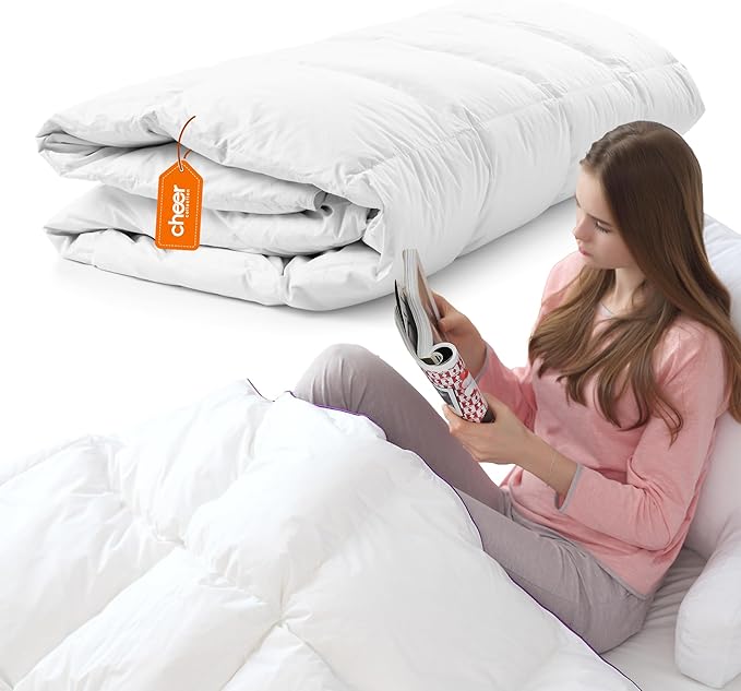 Cheer Collection Down Alternative Comforter - Ultra-Soft & Cozy Twin Size Duvet Insert, Lightweight Down Comforter for All-Season Warmth, Plush Bedding Twin Comforter, White