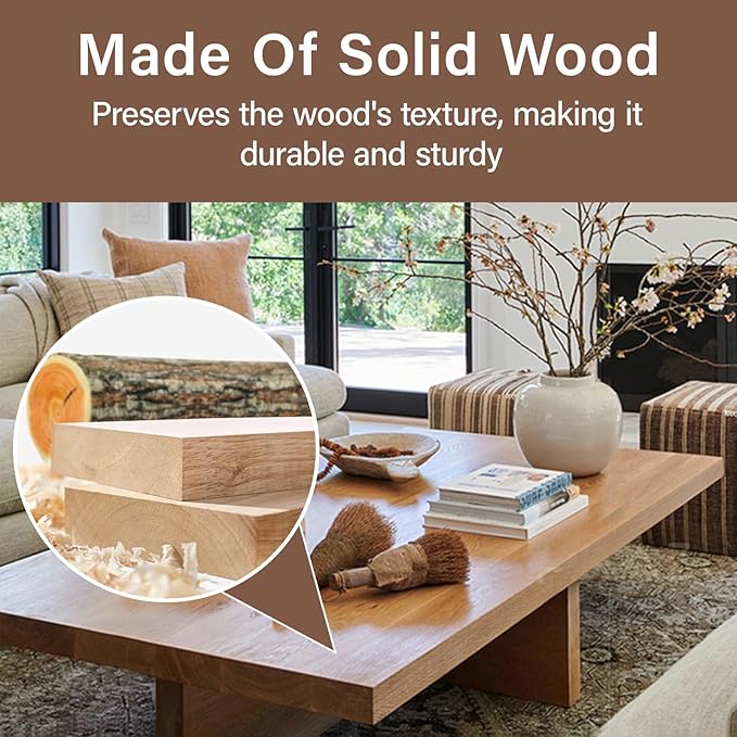 Solid Wood Coffee Table,Rustic Square Centre Table,Farmhouse Living Room Table,2”Thick Tabletop for Living Room,Office