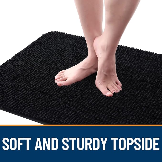 OLANLY Dog Door Mat for Muddy Paws 40x32, Absorbs Moisture and Dirt, Absorbent Non-Slip Washable Doormat, Quick Dry Chenille Mud Mat for Dogs, Entry Indoor Entryway Carpet for Inside Floor, Black - Image 4