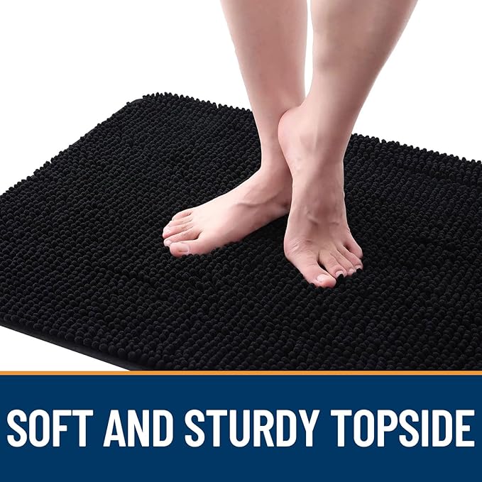 OLANLY Dog Door Mat for Muddy Paws 54x24, Absorbs Moisture and Dirt, Absorbent Non-Slip Washable Doormat, Quick Dry Chenille Mud Mat for Dogs, Entry Indoor Entryway Carpet for Inside Floor, Black - Image 4