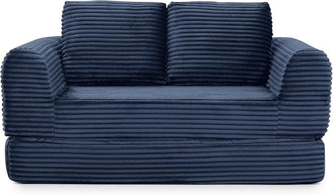 Foldable Boneless Love Seat Couches in a Box, Modern Floor Foam Sleeper Sofa Bed 2-in-1 Convertible Cloud Sofa for Home Apartments Bedroom