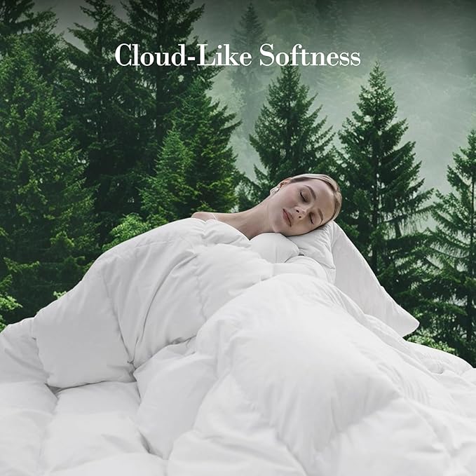 Down Fibers Comforter Twin Size,Luxurious All Seasons Hotel Collection Duvet Insert,54 Oz High Bulkiness Medium Warmth,Fluffy & Breathable for Bedroom, Guestroom, Hotel (White,68x90)