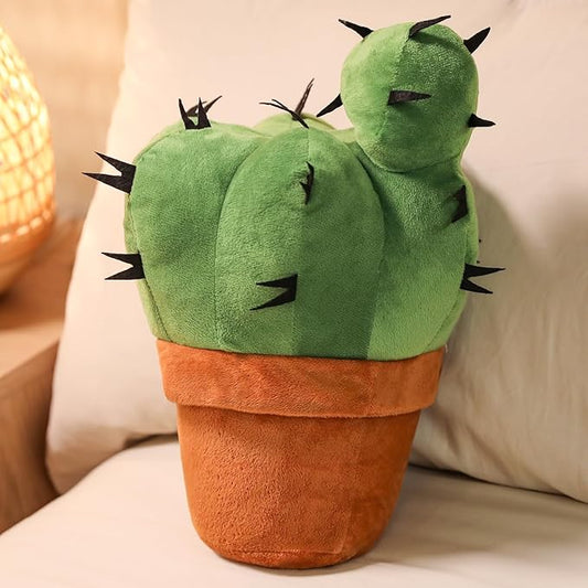 Cactus Shape 3D Throw Pillow - Plush Cactus Decorative Pillow for Office, Bed, Couch, Living Room Home Decor (15.7 inch)