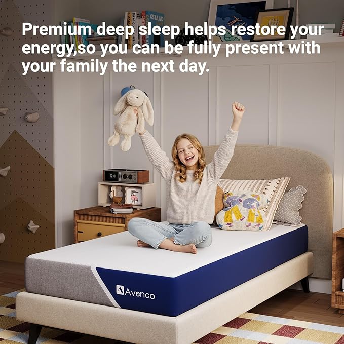 Avenco 6 Inch Twin XL Mattress with Open-Cell Foam for Breathable Comfort, Gel Memory Foam Twin XL Size Mattresses with Removable Cover, CertiPUR-US Certified Mattress in a Box