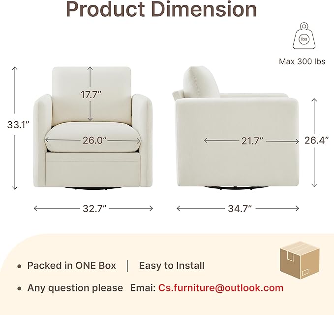 360° Swivel Accent Chair,Upholstered Armchair with Deep Seat, Sturdy Metal Base for Living Room,Nursery,Bedroom,Linen