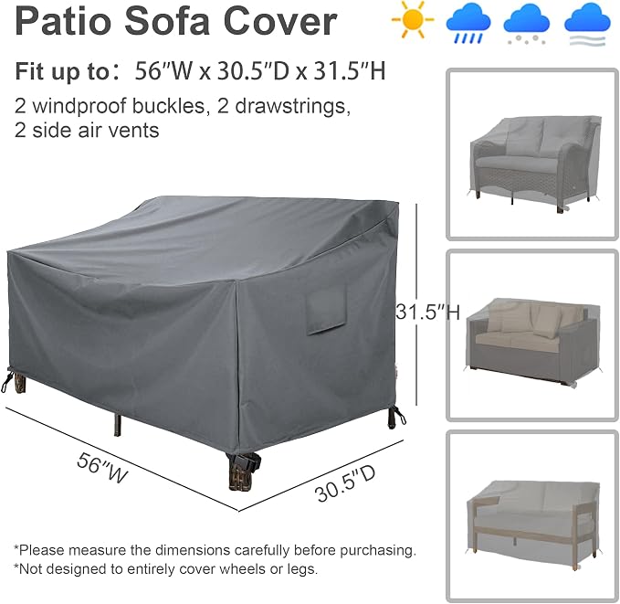 Patio Furniture Covers,Outdoor Furniture Cover Waterproof,Patio Furniture Set Covers for 4 Piece Outdoor Conversation Set,Patio Covers Set X-Large (Grey) - Image 3