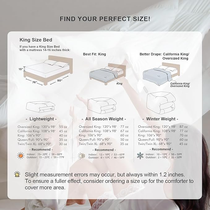 Royoliving King Size Feather Down Comforter Duvet Insert - 100% Organic Cotton Shell - 750 Fill Power Hotel Collection with Corner Loops (106''×90'', White)