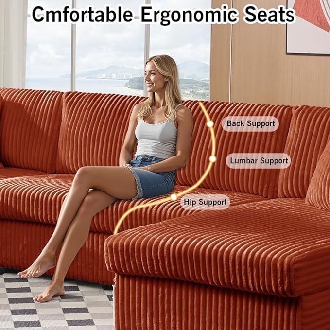 123" U-Shaped Modular sectional Sofa, Two L-Shape Chaise with 2 Cloud Couch sectional with Two Pillows, couches for Living Room(Darkbrown)