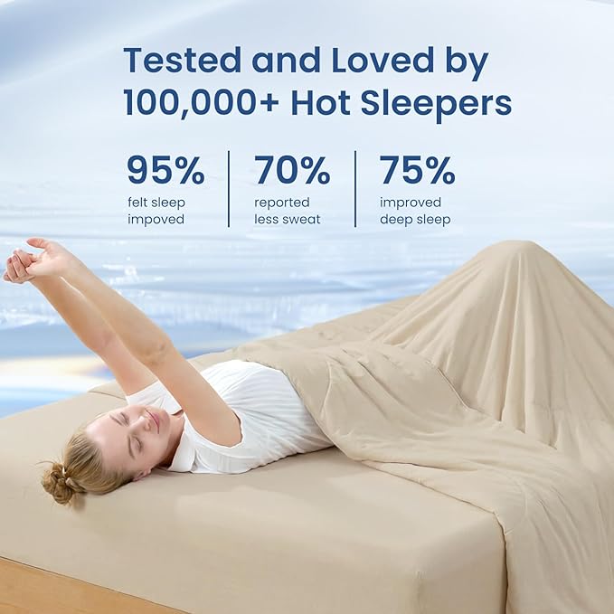 Cozy Bliss Cooling Comforter Twin Size, Cooling Blankets for Hot Sleepers and Night Sweats, Khaki Summer Comforter for Twin Size Bed, Breathable Soft Lightweight Silk Smooth