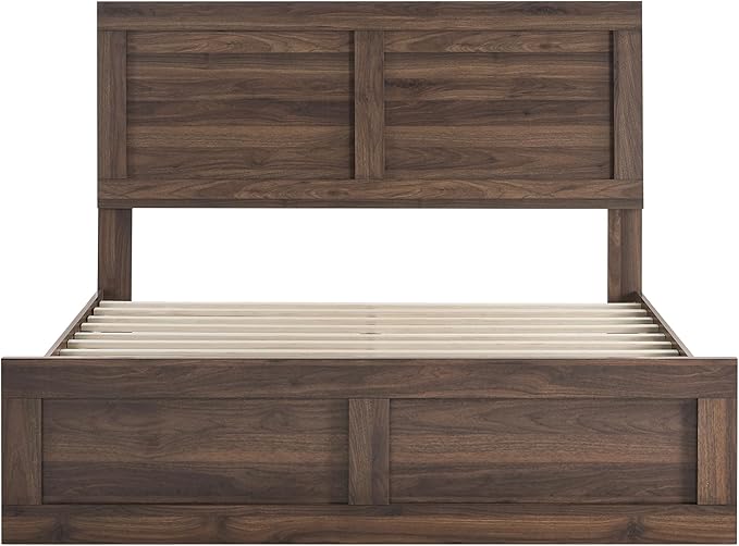 KISLOT 3 Pieces Bedroom Set, Wood Bed Frame with Upholstered Headboard & 2 Nightstands with Storage, Wooden Platform Mattress Foundation Farmhouse Bedroom Furniture Set