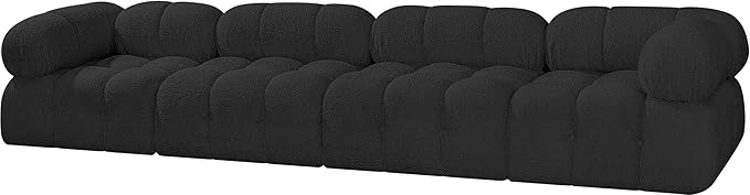 Meridian Furniture 611Black-S136A Ames Collection Modern | Contemporary Modular Sofa with Rich Black Boucle Fabric, Modular to Create Infinite Configurations, 136" W x 34" D x 28" H, Black