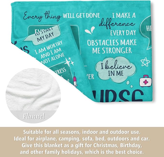 Craftique Nurse Gifts for Women Men, Nurses Week/Day/Appreciation Gifts- Soft Nurse Blanket with Daily Affirmations- LPN RN Gifts for Nurses, Nursing School Graduate Birthday Gifts