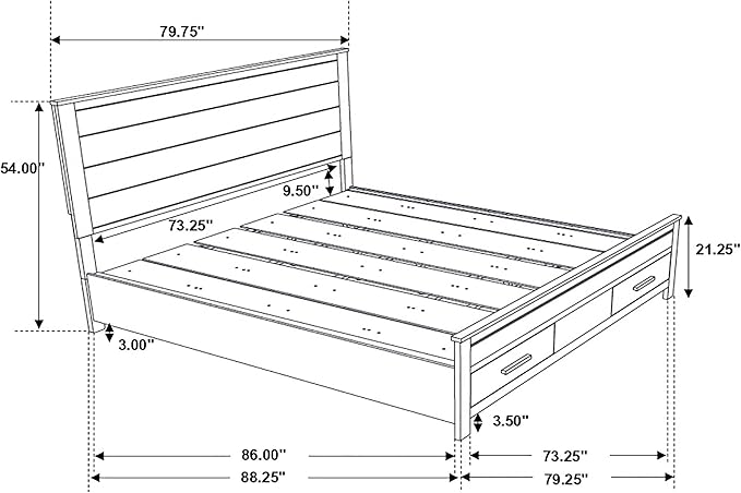 Coaster Home Furnishings Woodmont Farmhouse 4-Piece Bedroom Set California King Size Storage Panel Bed Frame 54-inch Headboard Rustic Golden Brown 222631KW-S4