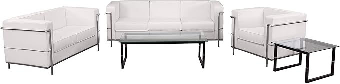 Flash Furniture HERCULES Regal Series Reception Set in White LeatherSoft