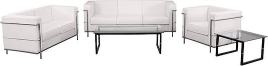 Flash Furniture HERCULES Regal Series Reception Set in White LeatherSoft