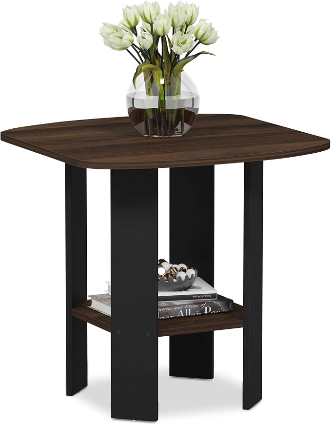 Furinno SIMPLE DESIGN Side Table, 2-Tier Modern End Table with Soft Edges, Open Shelves Night Stand, Bedside Table, for Living Room, Bedroom, Columbia Walnut by Furinno-FitsYourSpaceFitsYourBudget