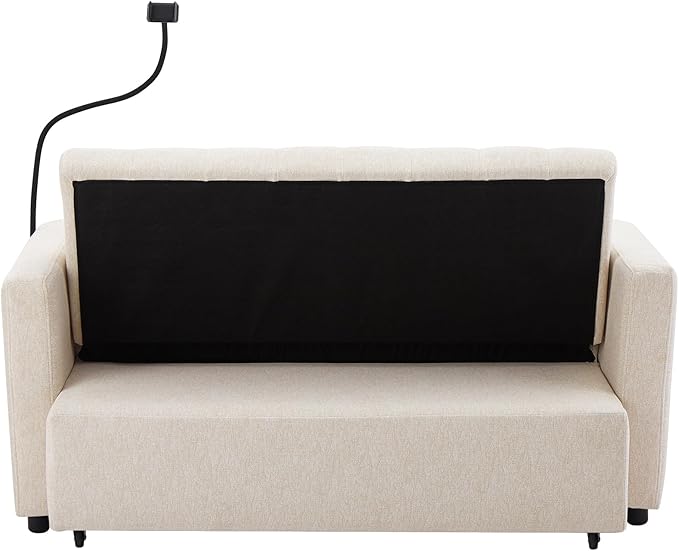 Eafurn 3 in 1 Convertible Sleeper Sofa Bed - Pull Out Couch Bed with Side Pockets, 55.9" Futon Love Seat Sleeper with Cup Holders and 360°Swivel Phone Holder for Living Room