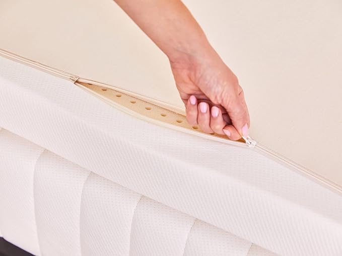Pure Green Natural Latex Mattress Topper w/Luxury Cover - Soft - 1 Inch - Cal King Size (GOLS Certified Organic)