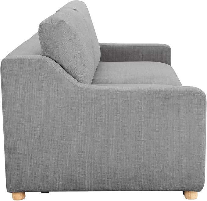 Serta Glendale 90.2" Queen Size Wall-Hugging Convertible Sofa, Dreamcoil Comfort, Chenille Fabric, Grey