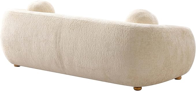 Manhattan Comfort Tribeca 86" Sofa for Living Room, Upholstered in Chenille Fabric, Kiln-Dried Birch Wood Frame, Modern Couch, Includes 2 Round Pillow, Fully Assembled, Cream