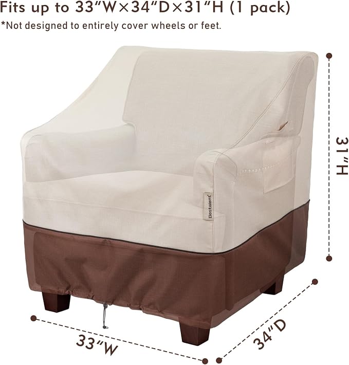Patio Furniture Covers Waterproof,Outdoor Chair Covers Clearance,Lawn Chair Deep Seat Cover,Fits up to 33" W x 34" D x 31" H inches(1 Pack) - Image 2