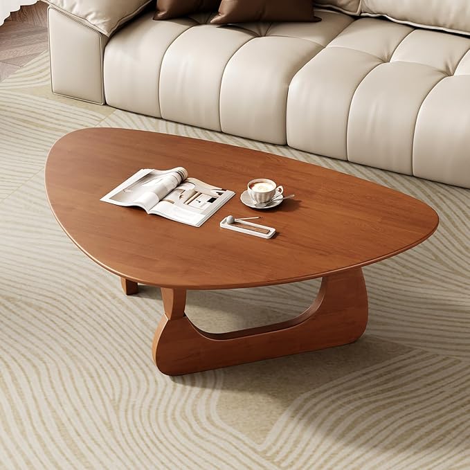 Mid Century Modern Coffee Table - Walnut Wooden Coffee Table for Living Room,Center Table Suitable for Bedroom Living Room Reception Office Tables (Walnut, Small 34.5 * 23.5 * 16in)