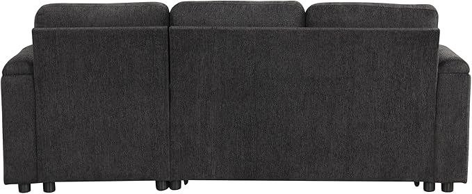 Eafurn 83.5" Sleeper Sectional Sofa with Pull Out Couch Bed, Convertible L-Shaped Sofa with Storage Chaise, Quick Assemble Sleeper Corner Sofa with Cup Holders & USB Ports