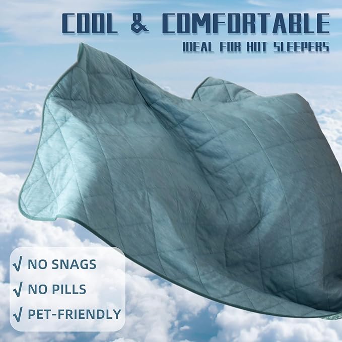 DOWNCOOL Cooling Blanket, Green Reversible Blanket for Hot Sleeper,Breathable Summer Comforter, Lightweight Soft Q-Max>0.4 Arc-Chill Cool Comforter, 60"X70"