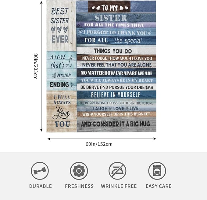 Anniversary & Birthday Gifts: Soft Throw Blanket for Sister (60x80)