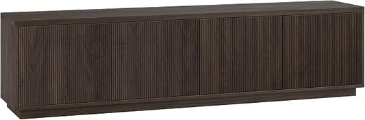 Henn&Hart Fluted TV Stand for TVs up to 85" with 2 Concealed Ribbed Storage Cabinets and Adjustable Shelves for Living Room, Family Room, or Office, Rich Brown by HennHart