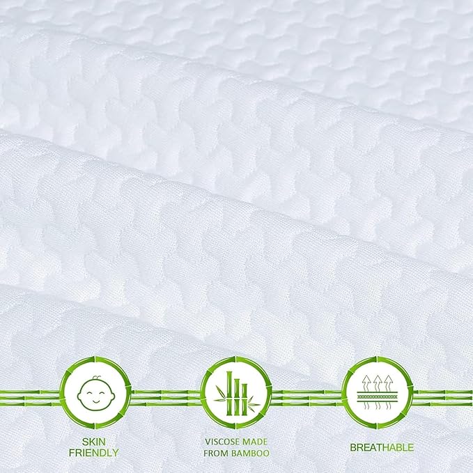Mattress Topper Cover Twin XL Size (Only Cover) 3 Inch Mattress Protector Cooling Rayon Zippered Mattress Encasement with Adjustable Straps for Latex Mattress Topper Memory Foam Cover