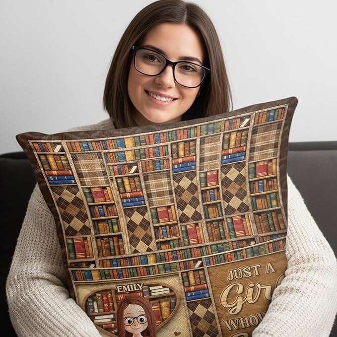 Custom Pocket Pillow, Personalized Bookish Gifts for Book Lovers, Bookworms, Readers, Warmth Lives in Stories, Librarian Gift for Readers Authors, Throws Pillow for Women