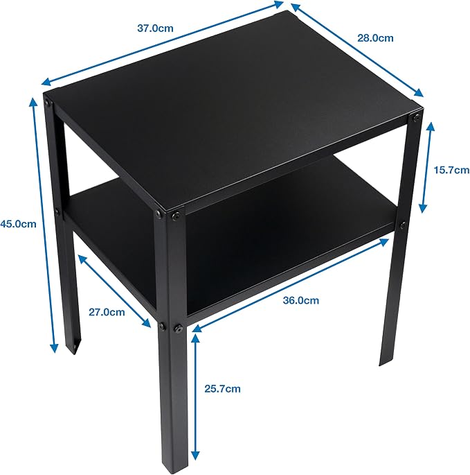 Bedside IKEA Cabinet KNARREVIK Black Metal Storage Decorative Coffee Table with Shelf - Image 2