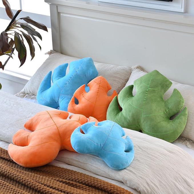 Leaf Pillow, Cute Decorative Throw Plant Pillow Aesthetic Decor Nature Pillow for Bed Couch, Leaves Shaped Pillow Perfect for Bedroom Living Room (Light Green, 15 Inches)
