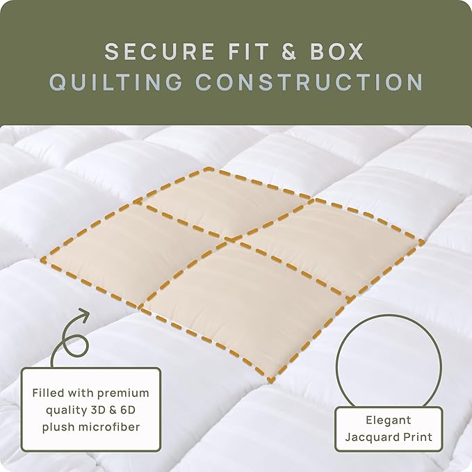 Plush Extra Thick Pillow Top Full Size Mattress Topper for Firm Mattress, Soft & Cooling Hotel Bed Topper for Back Pain with Natural Cotton Cover, Overfilled Mattress Pad Cover, Fit to 6”-22” Mattress