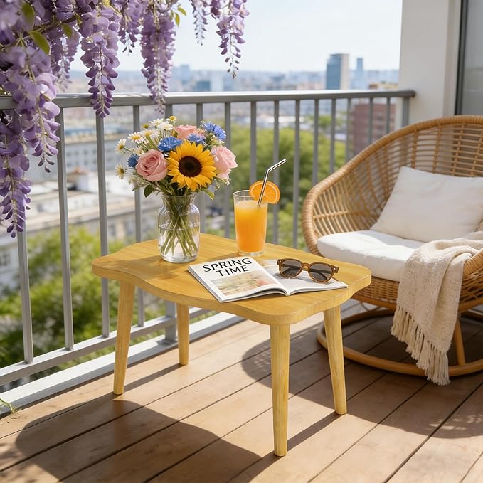 Cookie Coffee Table Low Table with 4 Solid Wood Sturdy Legs,Floor Table Desk for Sitting on The Floor,19.7"D x 31.5"W x 16"H Inches,Living Room/Toy room Furniture,Rental house Furniture (Natural)
