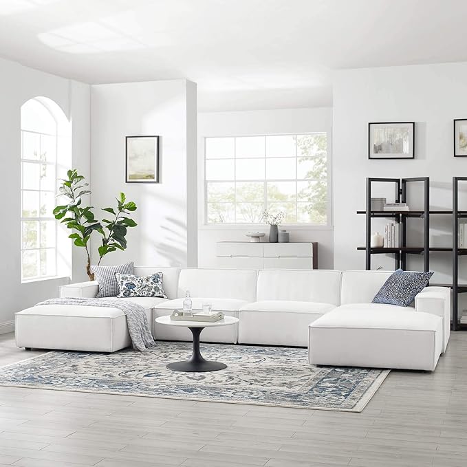 Modway Restore 6-Piece Upholstered Sectional Sofa in White