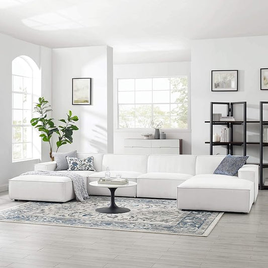 Modway Restore 6-Piece Upholstered Sectional Sofa in White