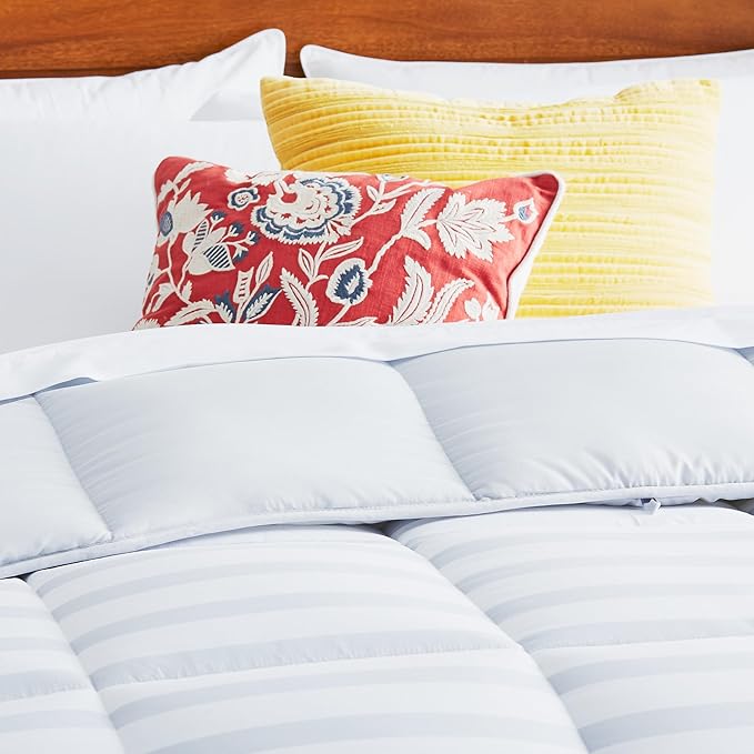 Linenspa Comforter Duvet Insert Full Grey/White Down Alternative All Season Microfiber-Full Size - Box Stitched