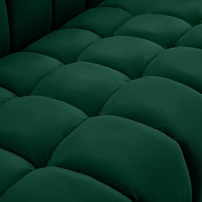Meridian Furniture 670Green-L Gwen Collection Modern | Contemporary Velvet Upholstered Loveseat with Deep Biscuit Tufting