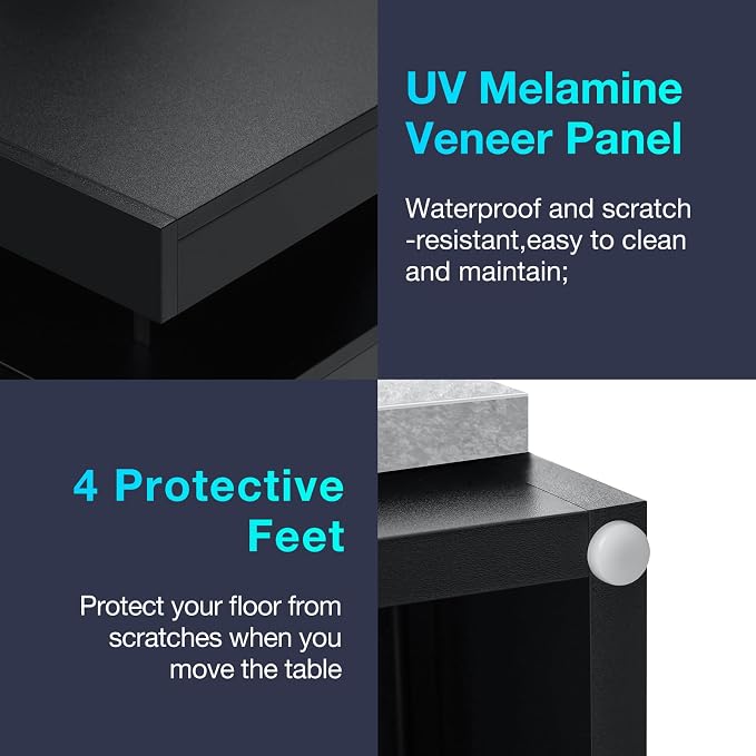 HOMMPA LED Nightstand Set of 2, Night Stand with Wireless Charging Station & USB Ports, High Gloss Bedside Table with LED Light Adjustable Brightness, Smart Nightstand 2 Drawers for Bedroom Grey - Image 7