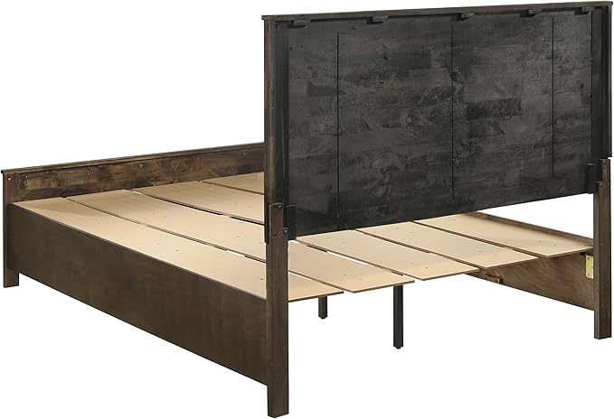Coaster Home Furnishings Woodmont Farmhouse 4-Piece Bedroom Set Queen Size Storage Panel Bed Frame 54-inch Headboard Rustic Golden Brown 222631Q-S4